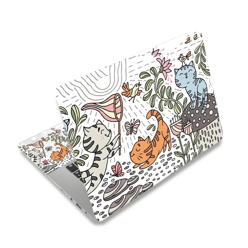 NXZGO 12.1 13 13.3 14 15.4 15.6 Inch Laptop Skin Decal, Laptop Skins Stickers Decals for Notebook PC, Universal Reusable Vinyl Cover Laptops Sticker, Waterproof Art Decal Protector I Funny Cat Animals