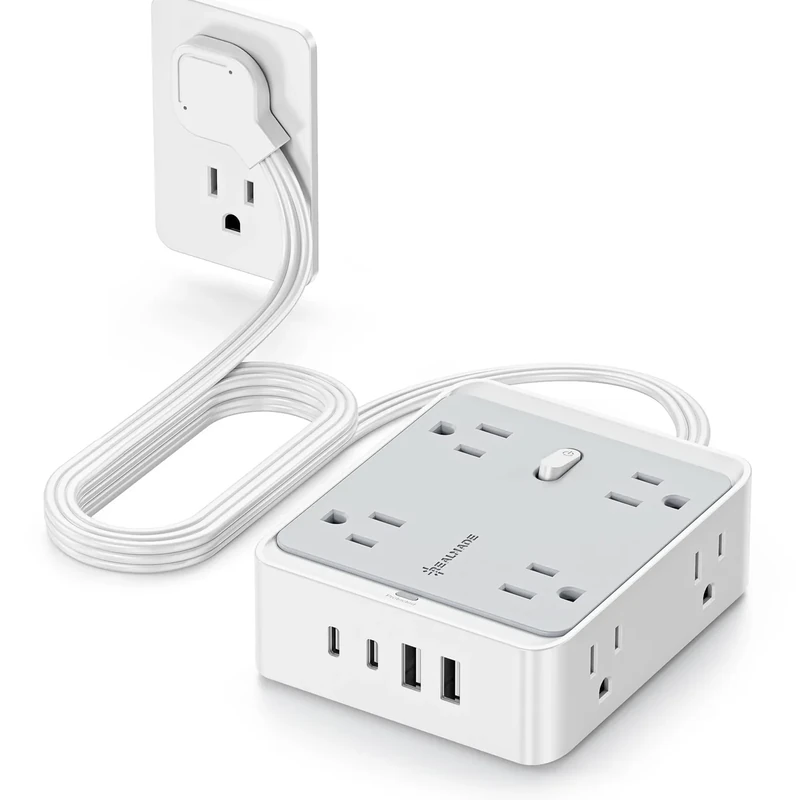 realmade 12-in-1 Power Strip - 8 AC Outlets, 4 USB Ports, 5ft Cord
