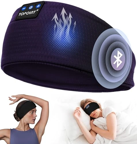 TOPOINT Sleep Headphones Headband Bluetooth 5.4, Sports Headband Earphones Sleeping Bluetooth Wireless with USB C for Women Men Sports Gifts Workout Jogging Yoga Insomnia Air Travel Meditation