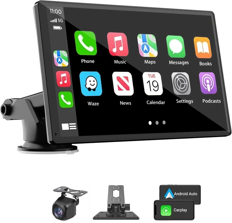 Yongeid 7" Wireless CarPlay Auto Stereo - 12V-24V Touchscreen