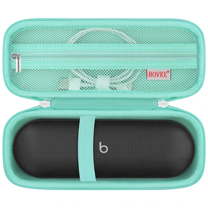 BOVKE Carrying Case for Beats Pill - Green Bag with Mesh Pocket
