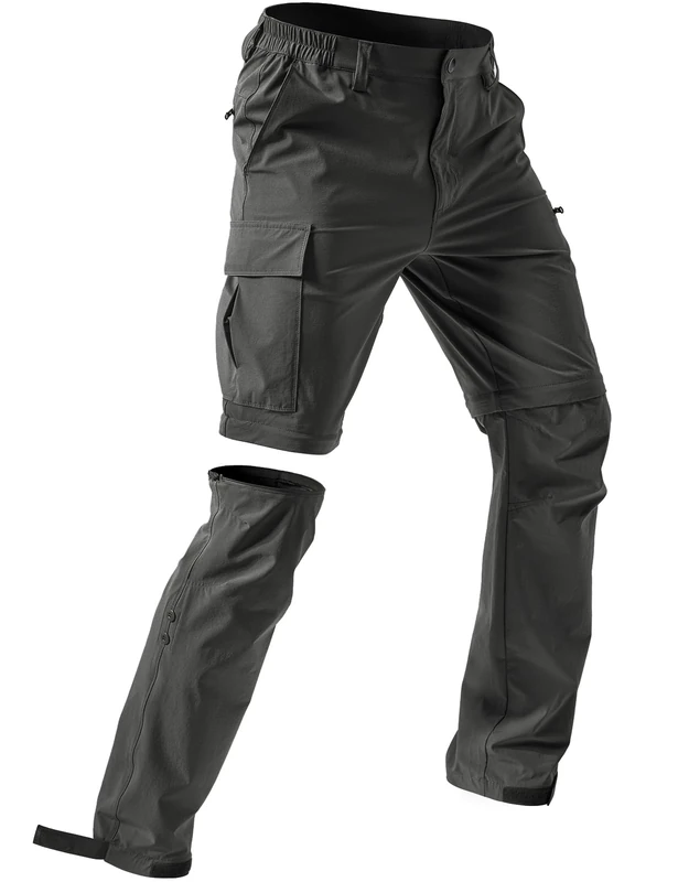Moosehill Men's-Hiking-Pants Convertible Water-Resistant Quick-Dry Lightweight Breathable Zip-Off for Hunting, Fishing, Travel, Outdoor, Safari, Camping with 5 Deep Pockets (Dark Grey, 40W*30L)
