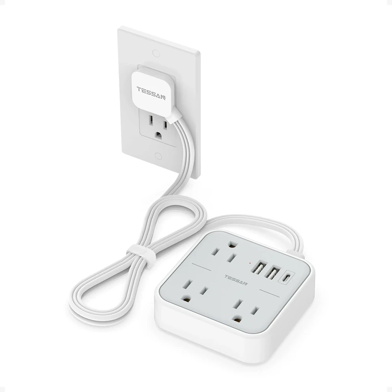 TESSAN 3FT Strip - 3 AC Outlets, 3 USB (1 USB-C) Surge Protector