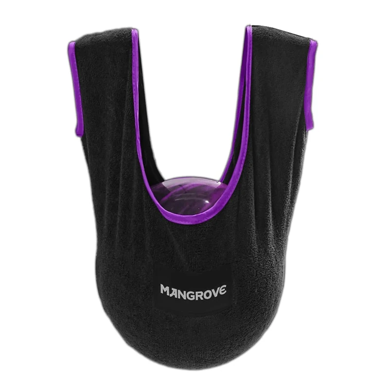 Mangrove Bowling Ball Polisher, Microfiber Bowling Towel See-Saw for Bowlers, Large Washable Bowling Shammy Seesaw, Ball Cleaner Holder Bag (Purple)