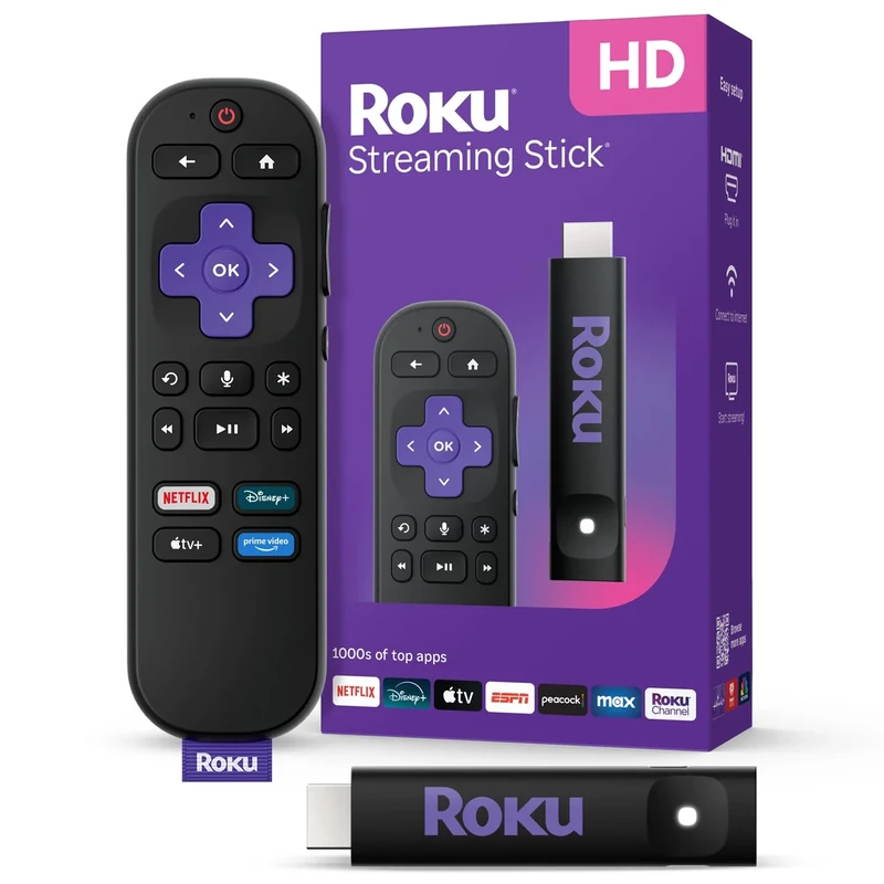 Roku Streaming Stick HD 2025 - Voice Remote, Live TV, HDMI Player