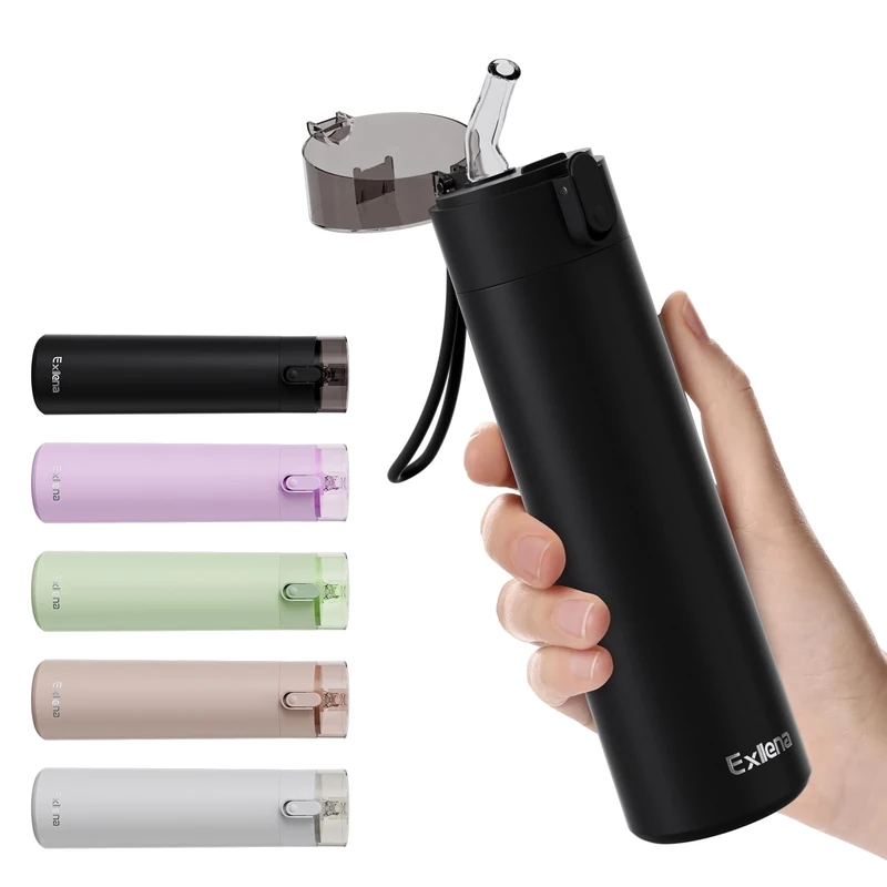 9oz Small Water Bottles with Straw, Mini Water Bottle with One-Hand Open Design, Leak-Proof Locking Lid for Hot&Cold Drinks, Small Travel Water Bottle - 100% Leakproof for School, Travel...(Black)