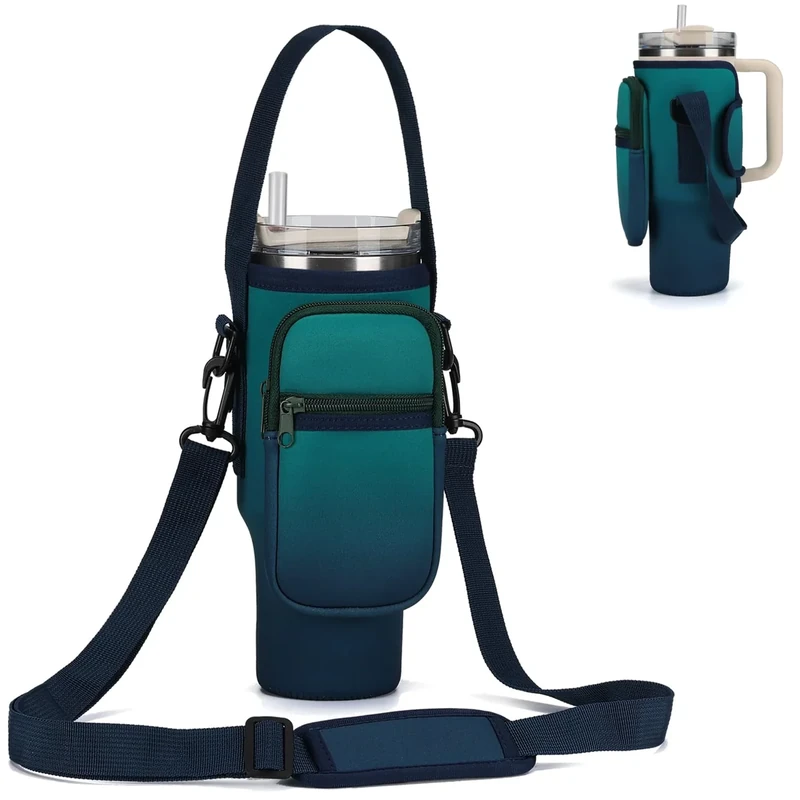 GOEWY Water Bottle Carrier Bag for Stanley 30oz Tumbler with Phone Pocket Water Bottle Holder with Strap Neoprene Water Bottle Pouch for Stanley Cup Accessories