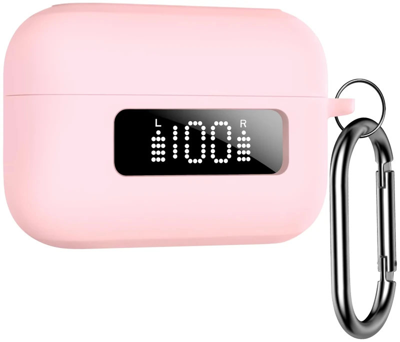 Geiomoo Silicone Case for TOZO NC3, Soft Flexible Scratch Resistant Protective Cover with Carabiner (Pink)