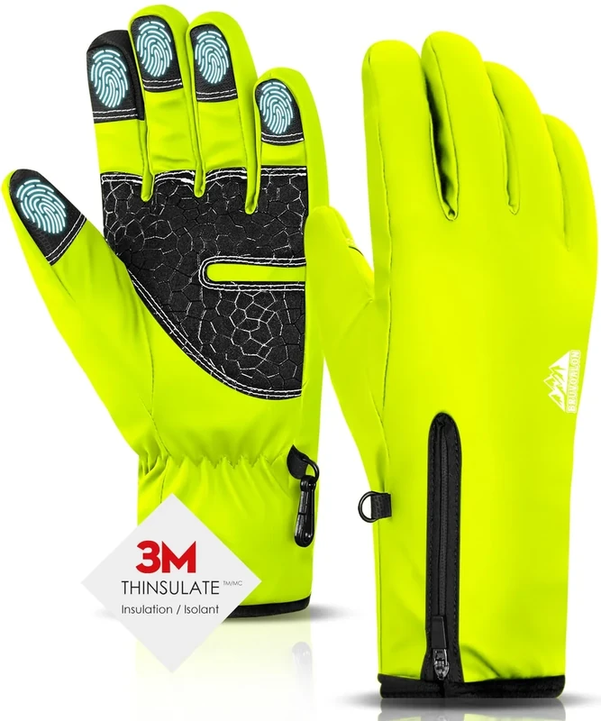 Bruvoalon Y322 Winter Gloves for Men & Women, -10℉ Touchscreen 5-Layer Thermal Insulated, Windproof Anti-Slip Ski Gloves