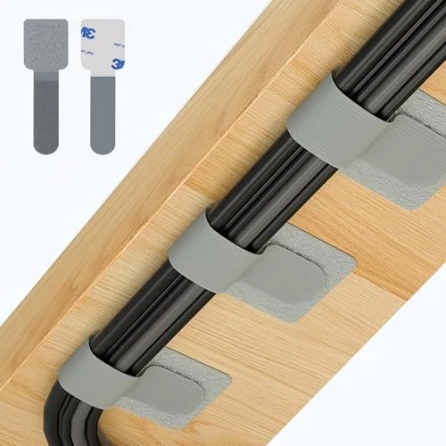 Abnii 50pcs Under Desk Cable Management Clips - Self Adhesive Grey - Image 1