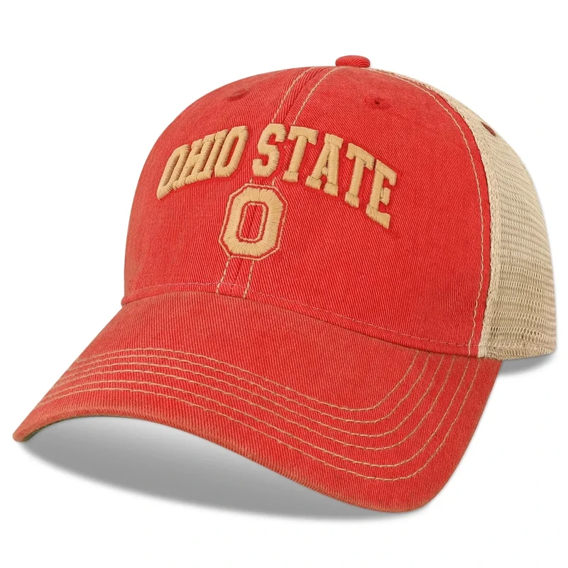 Legacy NCAA Officially Licensed Baseball Hat, Ohio State Buckeyes, Lightweight Cap for Men & Women, Old Favorite Trucker Adjustable (OFA), Scarlet Trucker, One Size Fits Most, Snapback Closure
