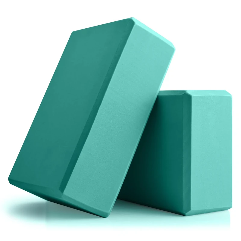 Yoga Blocks 2 Pcs, 9"x6"x3" Yoga Brick Foam Blocks EVA Foam Block Props Accessories for Pilates Stretching and Meditation (Light Blue, Large)