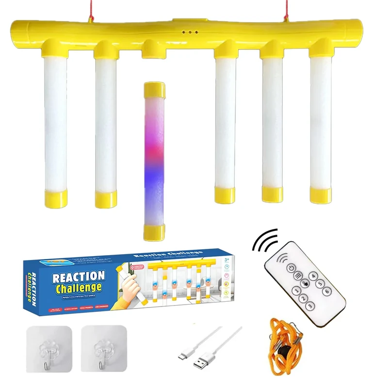 Reflex Drop Sticks Challenge Game, Hand Eye Coordination Training Toy, Upgrade Remote Control 3 Adjustable Speed(Lighted)