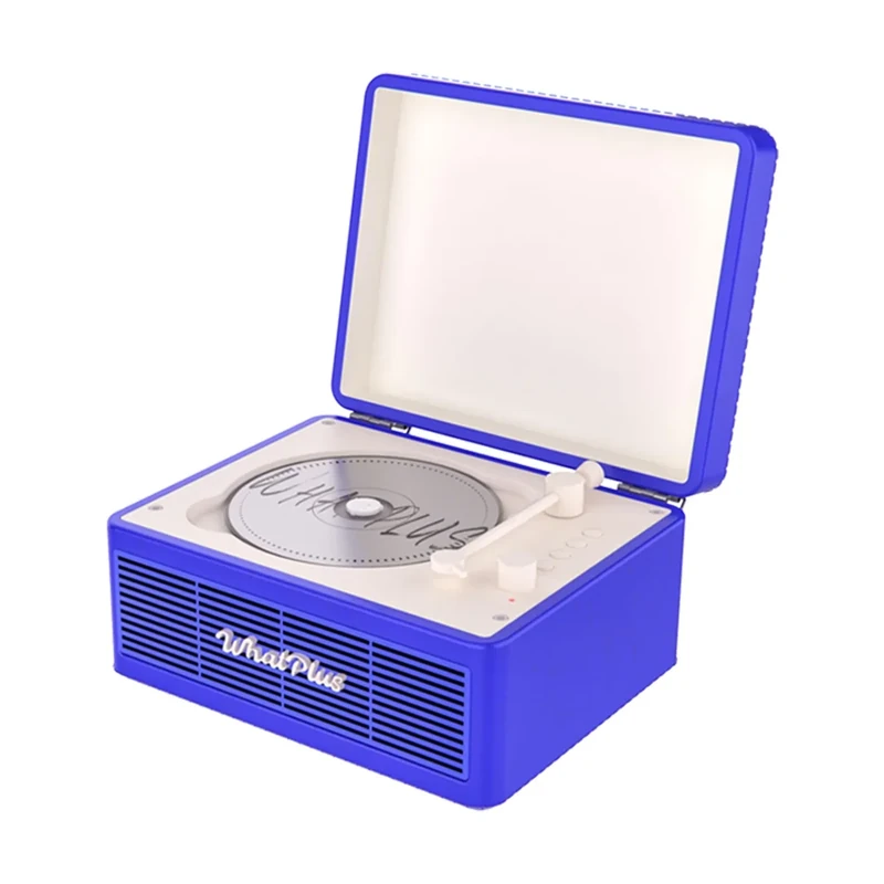 Whatplus CD Player - Bluetooth 5.2, Battery, Retro Design, Dark Blue