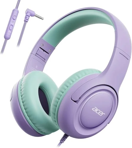 Acer Kids Headphones with 85dB Volume Limiter - Foldable Purple