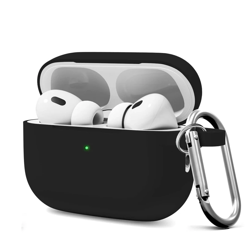 MOLOPPO for AirPods Pro 2 Case Cover, Compatible with AirPods Pro 2nd/1st Generation Case Cover Accessories with Keychain,Black
