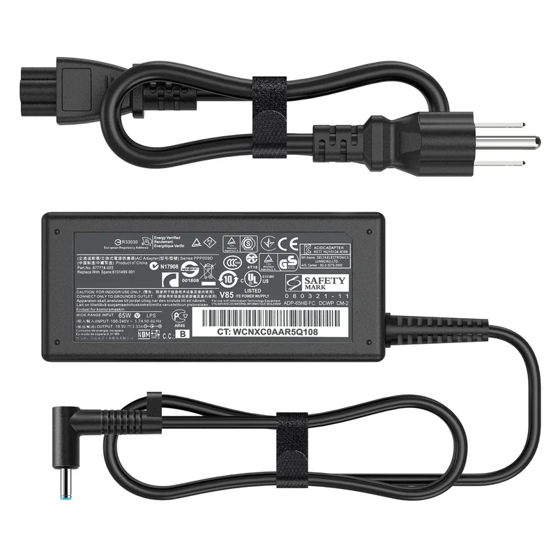 VRAVEK 65W Laptop Charger Compatible with HP Pavilion x360 14 15 17 Envy 13 15 X360 Elitebook 840 G5, Zbook 14u G4 G5 15u 15 G3 ProBook Chromebook Spectre 19.5V 3.33A Adapter Power Cord Blue Tip