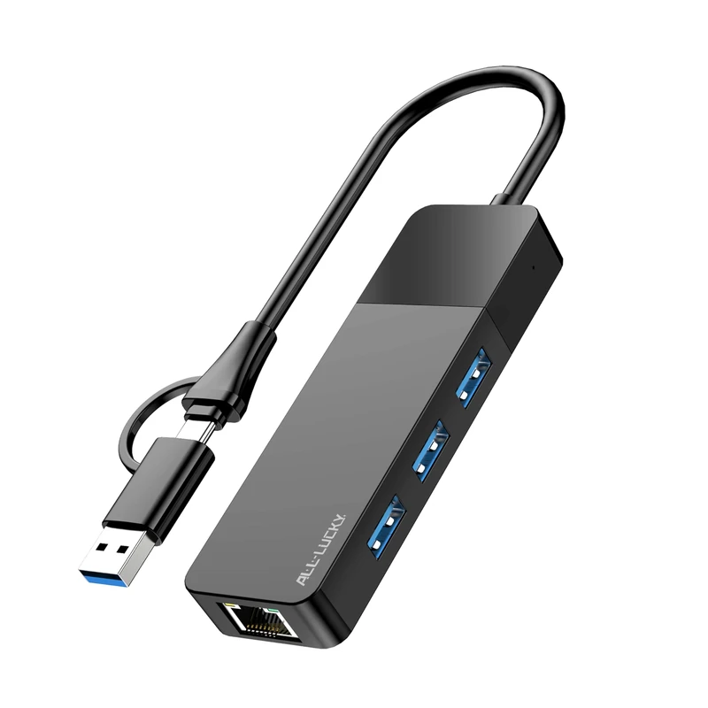 ALL-LUCKY USB-C Hub - 3 USB 3.0 Ports & Gigabit Ethernet