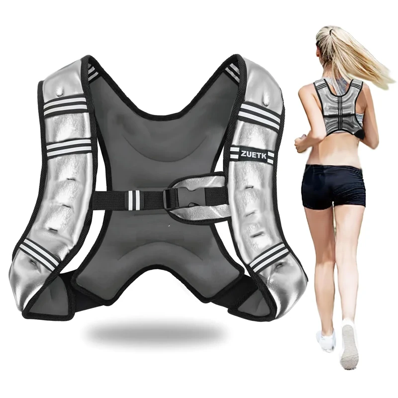ZUETK Weighted Vest, 6lb/8lb/12lb/16lb Weight Vest with Reflective Stripe, Weighted Vest for Men Women Workout Equipment for Strength Training, Running, Jogging, Fitness, Weight Loss