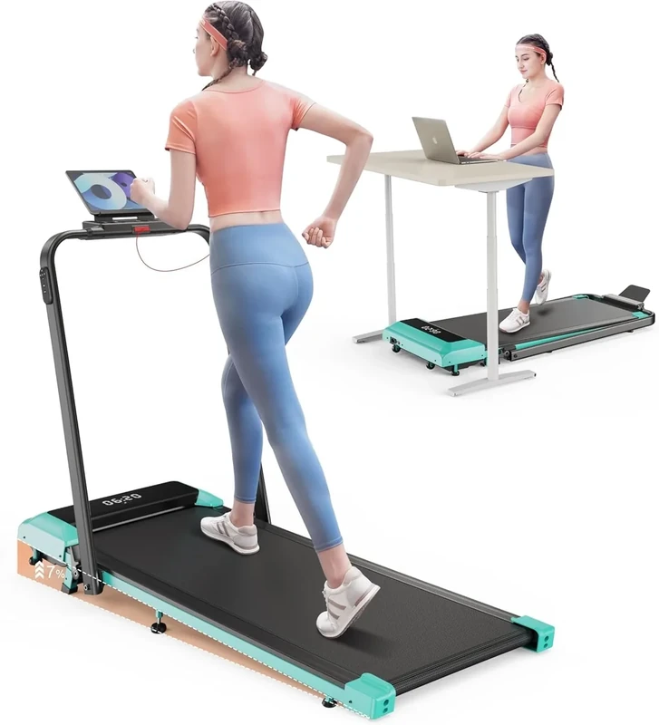 TOPUTURE Walking Pad Treadmill with 12% Incline, 6 in 1 Folding Treadmill with Adjustable Handle Bar for Home/Office, Under Desk Treadmills Portable Walking Pad with App, Remote Control & LED Display