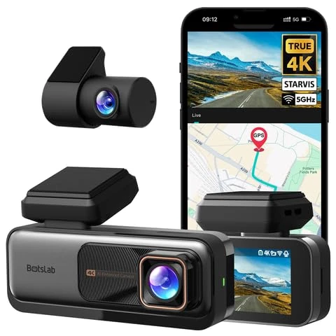 BOTSLAB 4K/2K Dual Dash Cam Front and Rear, Dashcam with Voice Control, IMX415, ADAS Driver Alerts, Starry Night Vision, 24/7 Parking Monitor, 5.8GHz WiFi & GPS