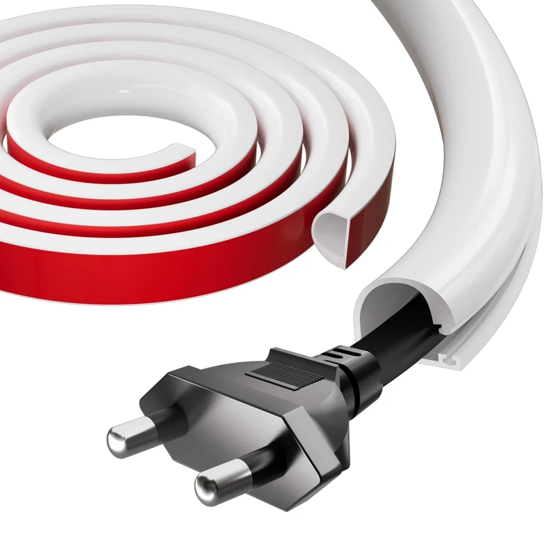 Conwang 39" Silicone Cord Hider - White Self-Adhesive Cable Raceway