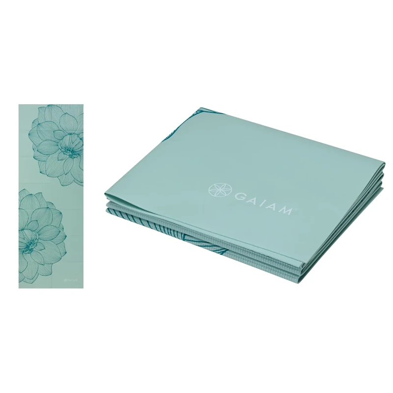 Gaiam Yoga Mat - Folding Travel Fitness & Exercise Mat - Foldable Yoga Mat for All Types of Yoga, Pilates & Floor Workouts (68"L x 24"W x 2mm Thick)
