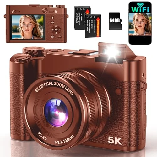 Aboobu 5K Camera - Dual 64MP Lens, 6X Zoom for Vlog Travel