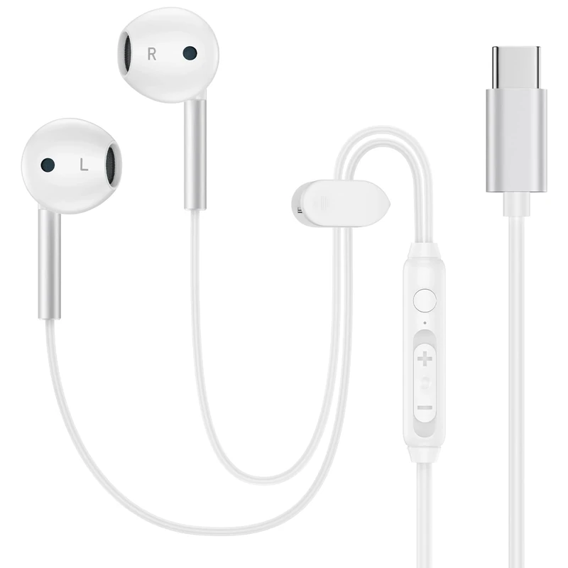 HUHUTa Type C Earbuds for iPhone 16/17 & Samsung - Noise Cancel Mic