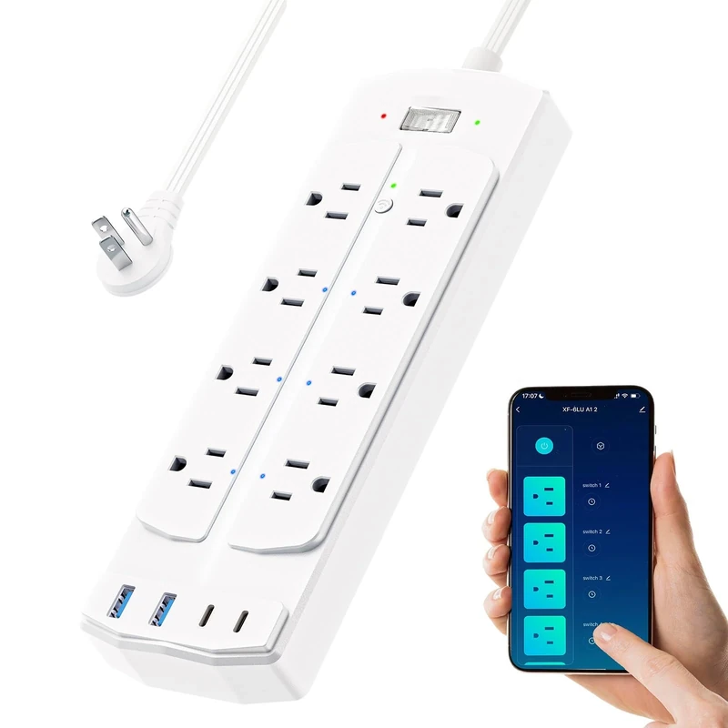 Smart Power Strip, Yozisital Surge Protector with 6 Smart Outlets and 4 USB Ports, 5FT Flat Plug Extension Cord for Home Office - Image 1