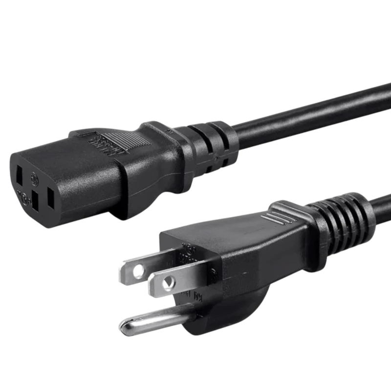 Foxtec 5ft 10A 250V Black 3-Prong AC Power Cord - TV & PC