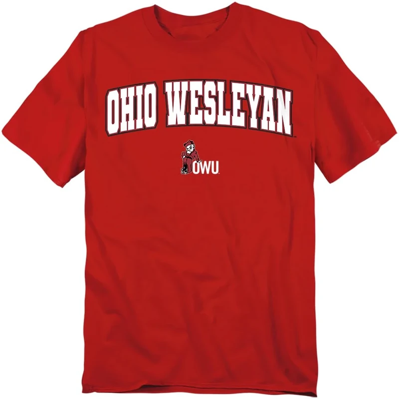 LOGOVISION Ohio Wesleyan University Arch Logo Unisex Adult T Shirt, Red, 2X-Large