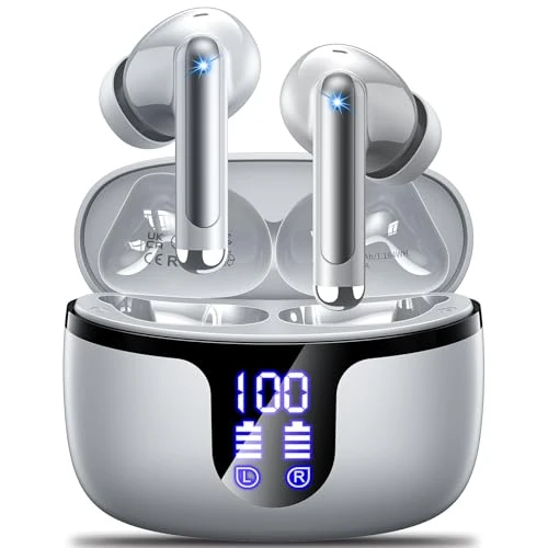 Monyhigh Wireless Earbuds Bluetooth 5.4 Headphones HiFi Stereo 42H Playback in Ear with 4 ENC Noise Cancelling Mic, IPX7 Waterproof and LED Battery Display Screen for Running Fitness Office Ear Buds