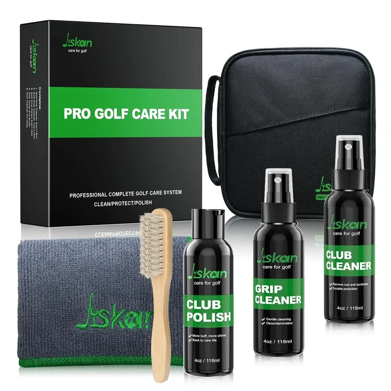 Jiskan Pro Golf Care Kit System Includes Golf Grip Cleaner Club Cleaner Club Polish Club Brush Golf Towel, Essentials Golf Accessories for Men Cool Golf Gifts for Men