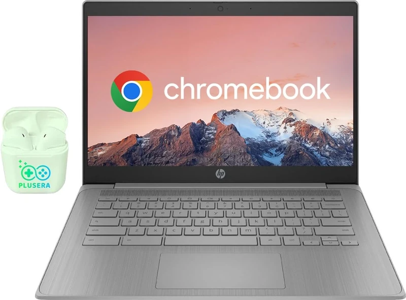HP Chromebook 14" Business & Student Laptop Computer, 4GB RAM,576GB Storage (64GB eMMC + 512GB Docking Station), 4-Cores Intel Celeron, HD Webcam, Long Battery Life, Chrome OS, PLUSERA Earphones