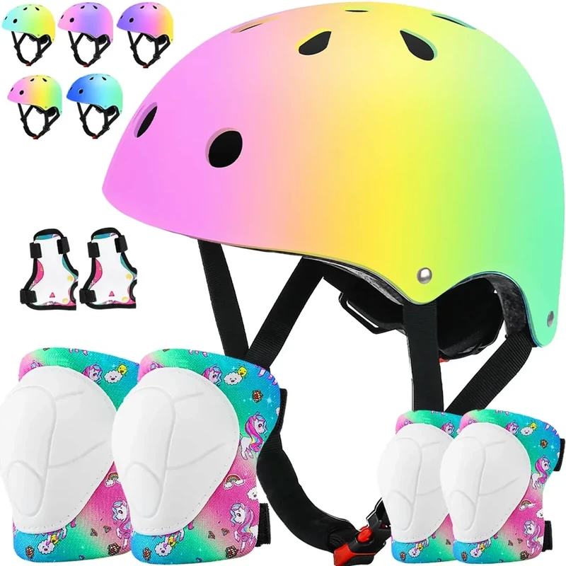 ArgoHome Toddler Kids Bike Helmet Set - Adjustable Cycling Helmet with Knee, Elbow Pads & Wrist Guards Sport Protective Gear Little Kid