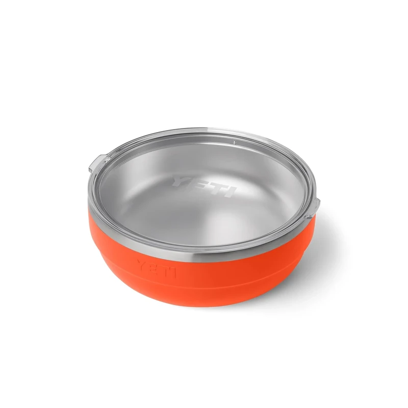 YETI Rambler Low Bowl, Vacuum Insulated, Stackable and Nestable Stainless Steel Bowl with Lid, 3.6 Quart, Papaya