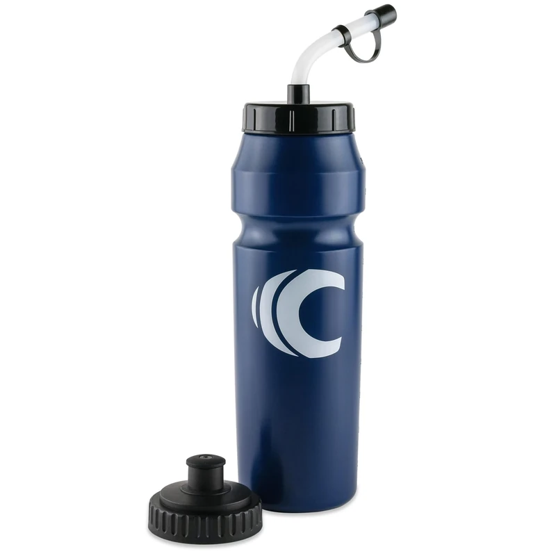 Cannon Sports 1 Liter Sports Water Bottle, BPA-Free, 34 Oz Capacity, Large Mouth, 2 lids (Straw and Squeeze), Great For Helmet Sports Such As Hockey, Lacrosse, Football, Boxing (Navy)