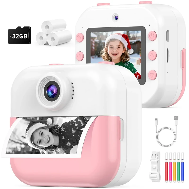 DITUPAN Dual Selfie Instant Camera - Front/Rear, 32GB, 1s Prints