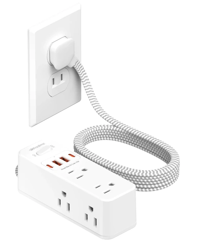 2 Prong Power Strip, WRXDMC 2 Prong to 3 Prong Outlet Adapter,1400J Two Prong Surge Protector,10ft Extension Cord, 6 AC Outlets with 1 USB C Ports and 2 USB A Port, Wall Mountable, Ideal for Old House