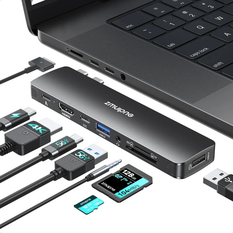 USB C Laptop Docking Station with 2 HDMI 4K@60Hz+DP 8K@30Hz for Dell HP 15 in 1 USB C Hub Triple Display Multiple Adapter Dongle