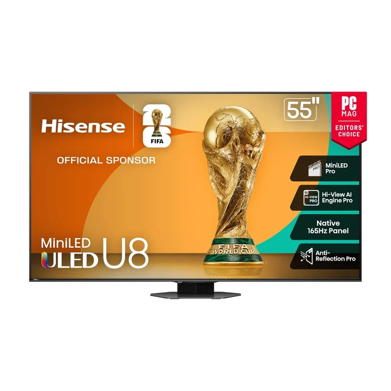 Hisense 55U8QG QLED 4K Smart TV - 165Hz, 5000 Nits, Dolby Atmos