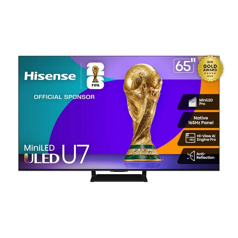Hisense 65" U7 Mini-LED TV (65U75QG, 2025) - 165Hz, 3000 Nits, HDR10+