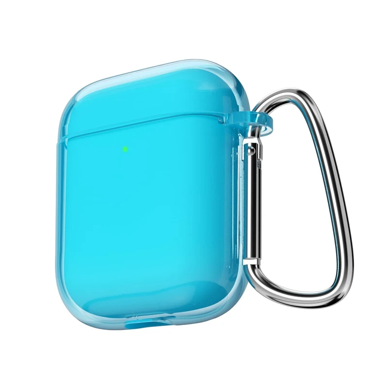 LoeoeL for Airpods Case Clear, Transparent Silicone Cute Girly Airpods 1st 2nd Generation Case with Keychain, Hard Shell Plastic Airpods Cover Accessories for Women Girls, Neon Teal