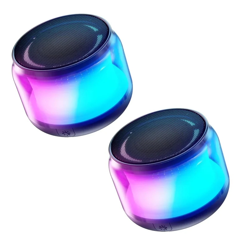 LENRUE Bluetooth Speakers with Lights - 2 Pack, BT 5.2 Stereo