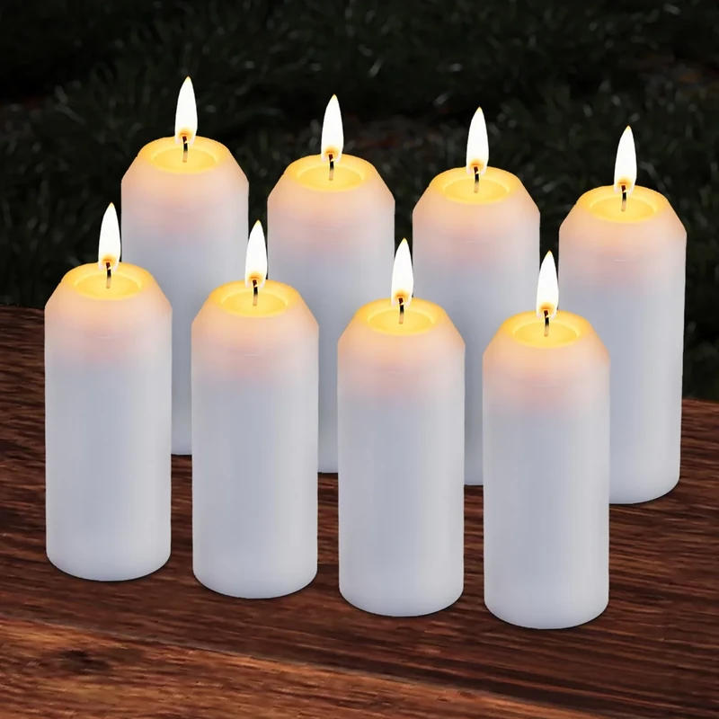 8Pack 15H+ Emergency Candles Long Burning Survival [18H+ Inside Candle Lanterns], 3“ Unscented White Pillar Candle, Survival Candles for Power Outage, Camping, Hurricane