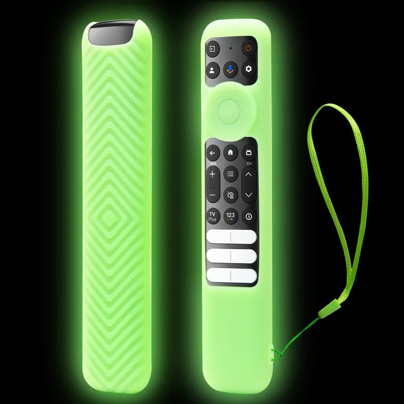 Maxitoc Glow-in-the-Dark Cover for TCL RC813 Remote - Green Lanyard