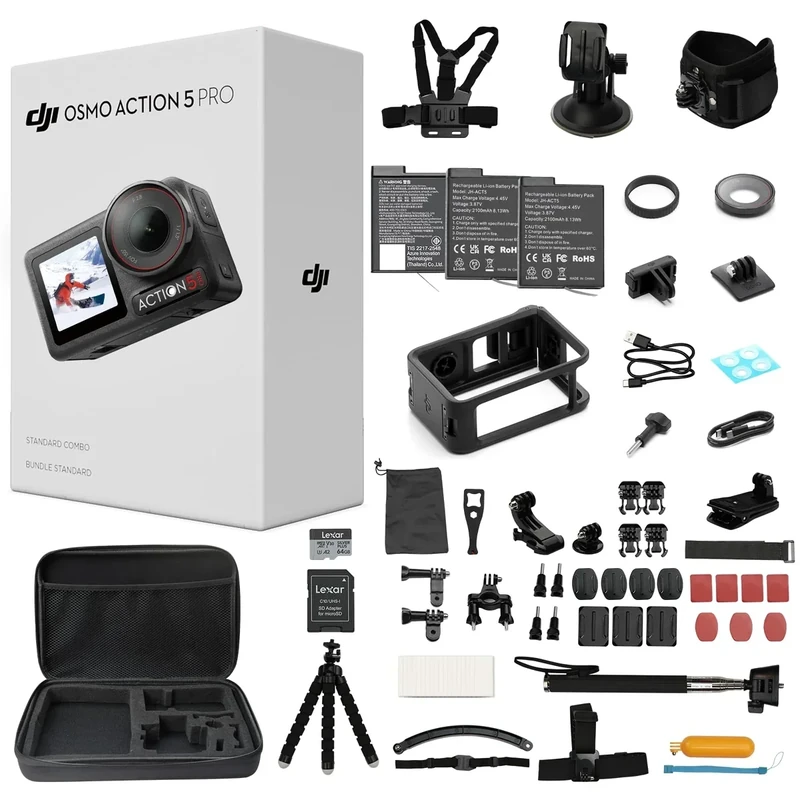 DJI Osmo Action 5 Pro - 4K/120fps Waterproof Camera with 64GB Card