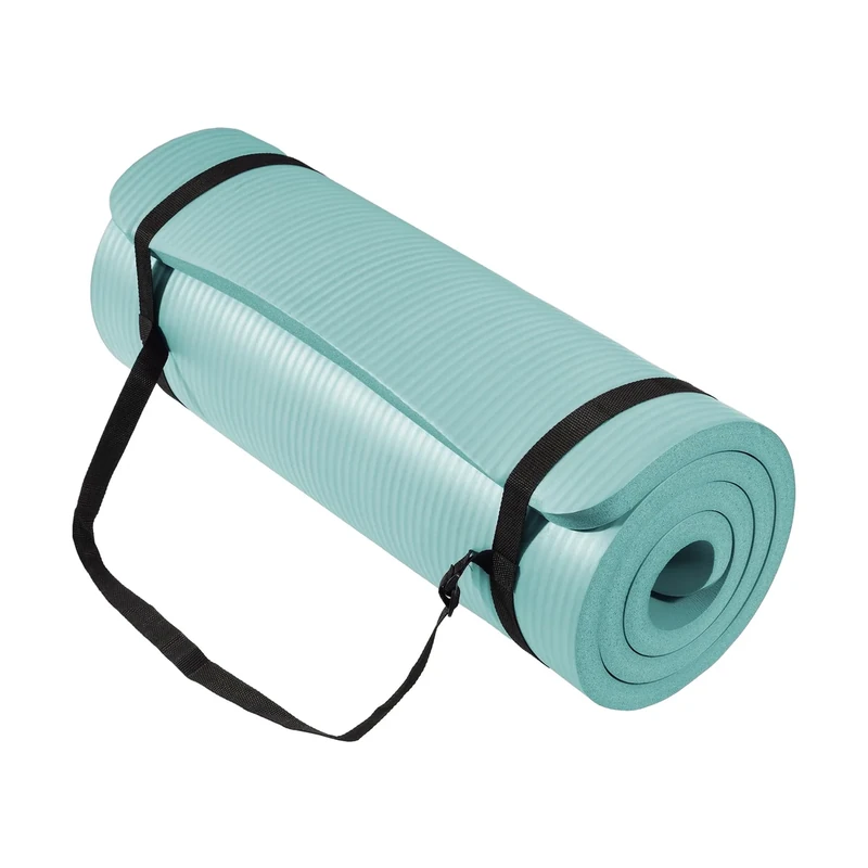 BalanceFrom Yoga Mat, 1 Inch Extra Thick High Density Exercise Mat, Anti-Tear Exercise Yoga Mat with Carrying Strap, Suitable for Various Yoga Exercises, Aqua