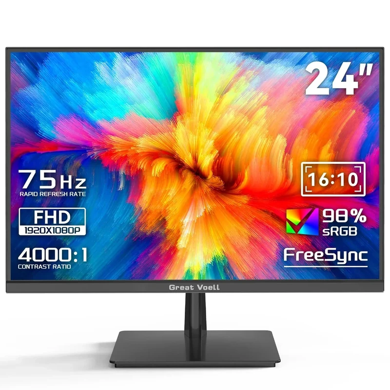 Great voell 23.8" Monitor - 75Hz FHD, FreeSync, 99% sRGB, HDMI/VGA